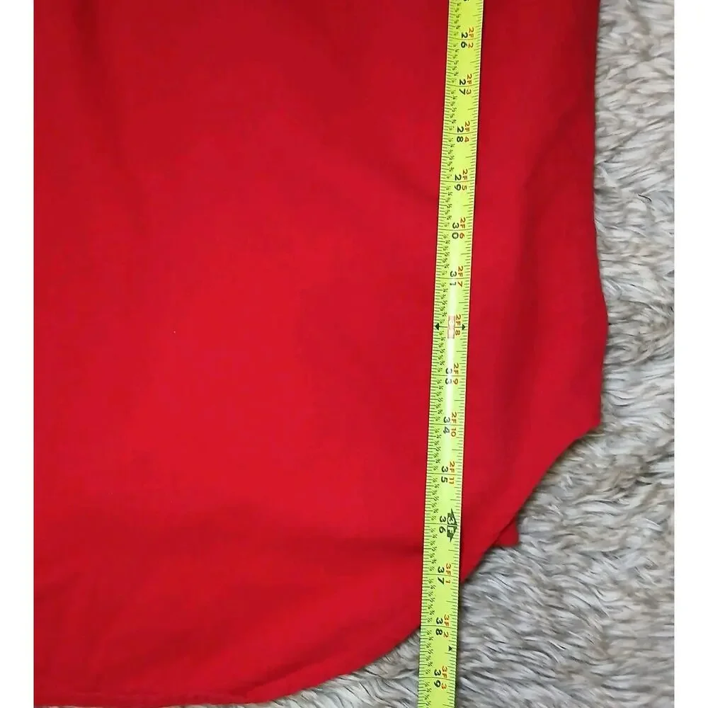 Vtg ACME Clothing Looney Tunes Nightshirt L/XL Bugs Bunny Taz Skiing‎ Red Henley